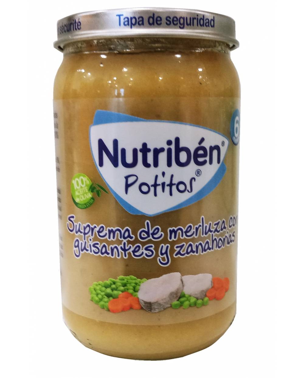 NUTRIBEN POTITOS SUPREMA DE MERLUZA CON GUISANTES Y ZANAHORIA 235 G