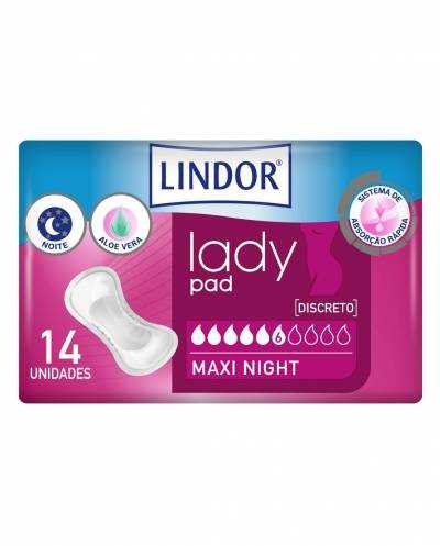 Lindor Lady Pad - Maxi Night - 6 gotas - 14 unidades