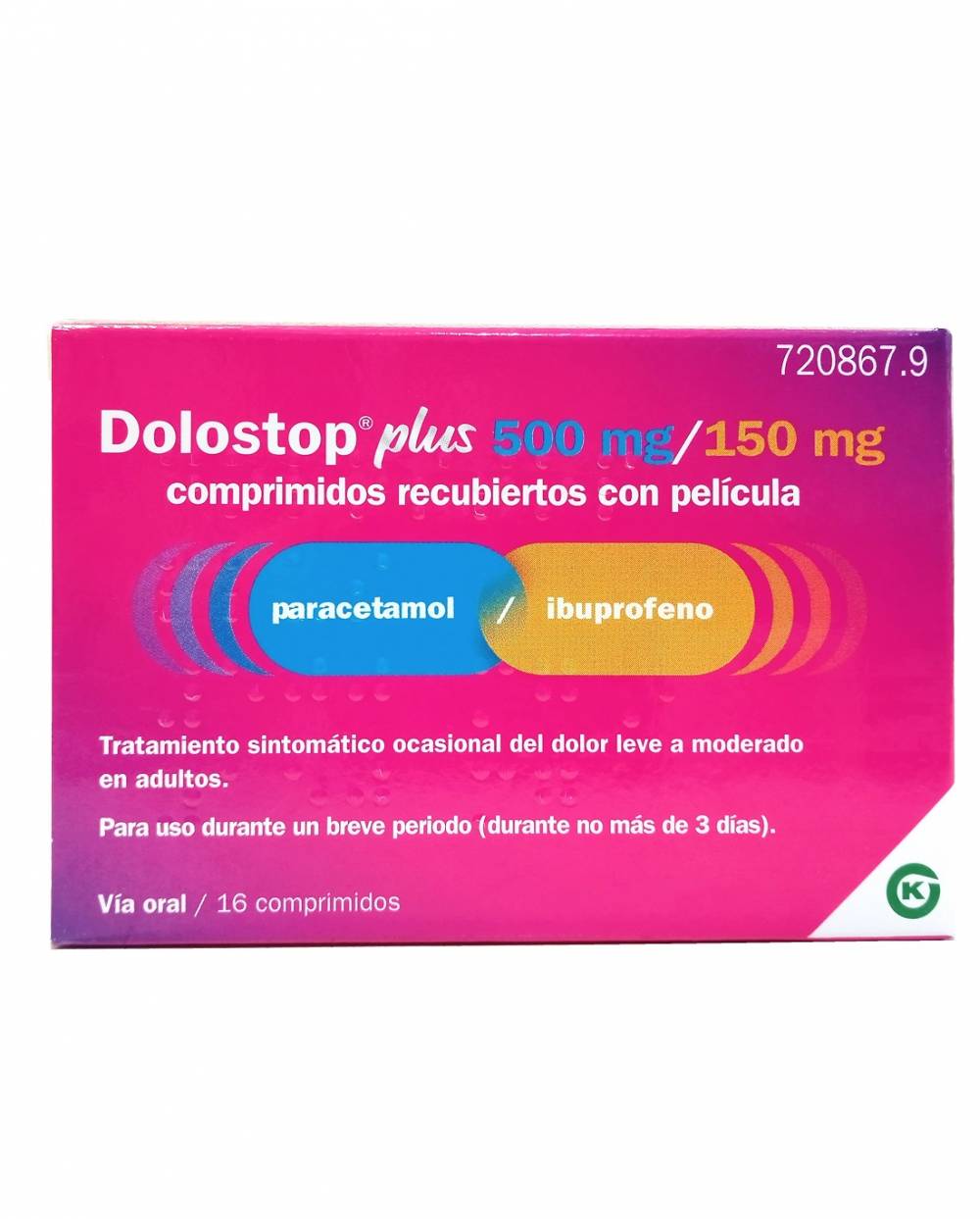 Dolostop plus 500/150 mg - 16 comprimidos