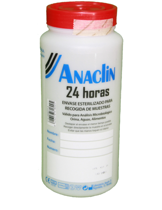 Anaclin 24 horas envase esterilizado para recogida de muestras 1,5 litros