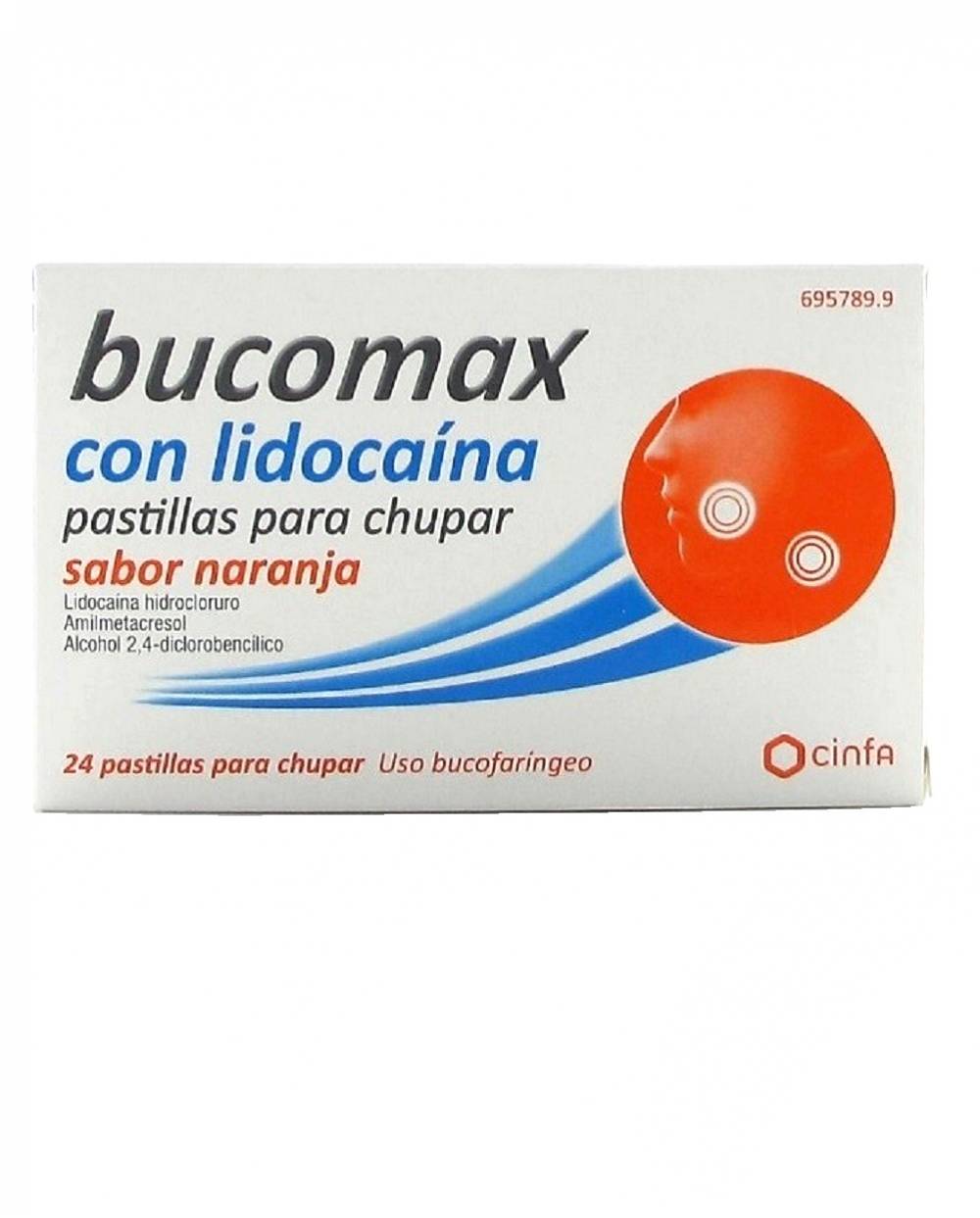 Bucomax con lidocaína - Naranja - 24 pastillas