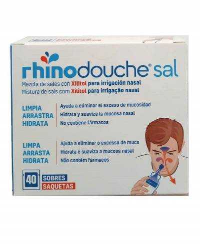 Rhinodouche®. Pack inicio para llevar a cabo lavados nasales. Contiene  irrigador nasal de 500 mL + 26 sobres de 5g que contienen mezcla de sales  con xilitol. : : Salud y cuidado personal