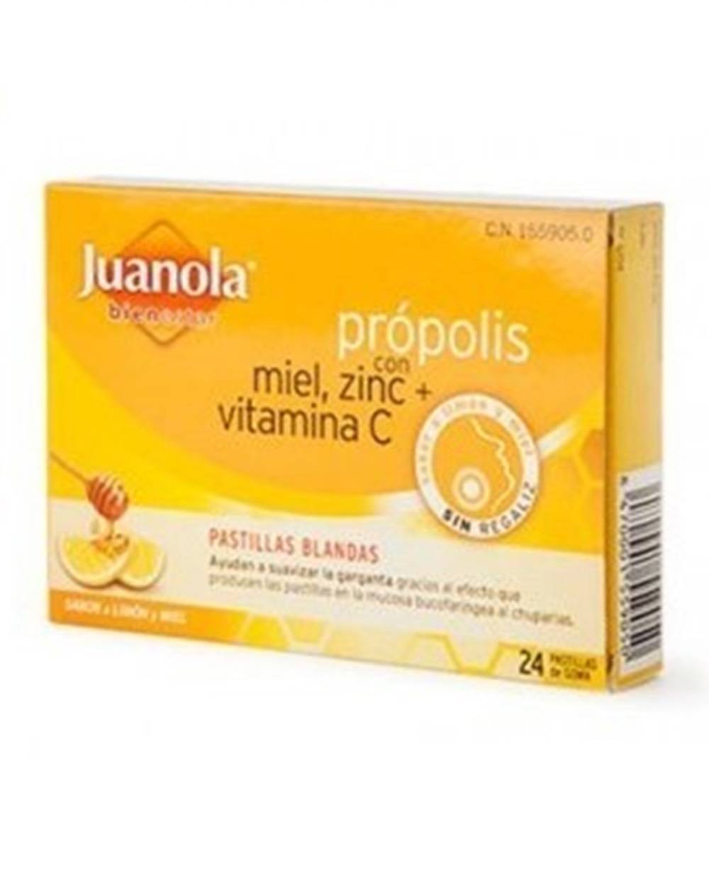 Juanola própolis con miel, zinc y vitamina C - 24 pastillas