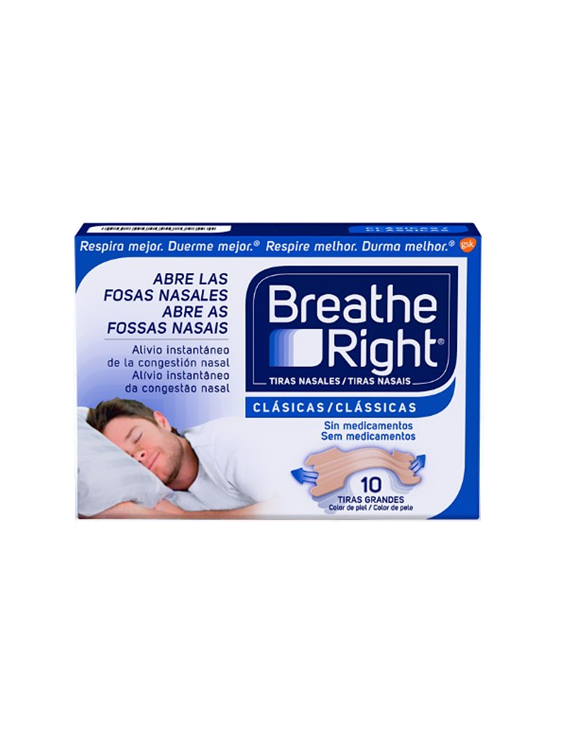 Breathe right tiras nasales clásicas grandes 10 und